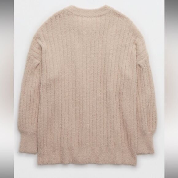 AERIE | Buttercream Soft Crew Tunic Sweater in Cappuccino | M - Picture 2 of 7